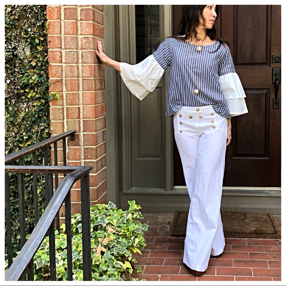 ✨LAST ONE ✨Bell layered sleeves striped top - Picture 3 of 8